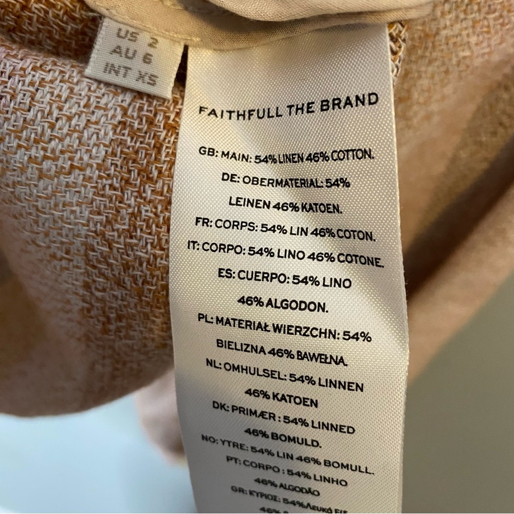 NWT Faithfull The Brand São Paulo Long Sleeve Top Linen Cotton - Picture 7 of 9